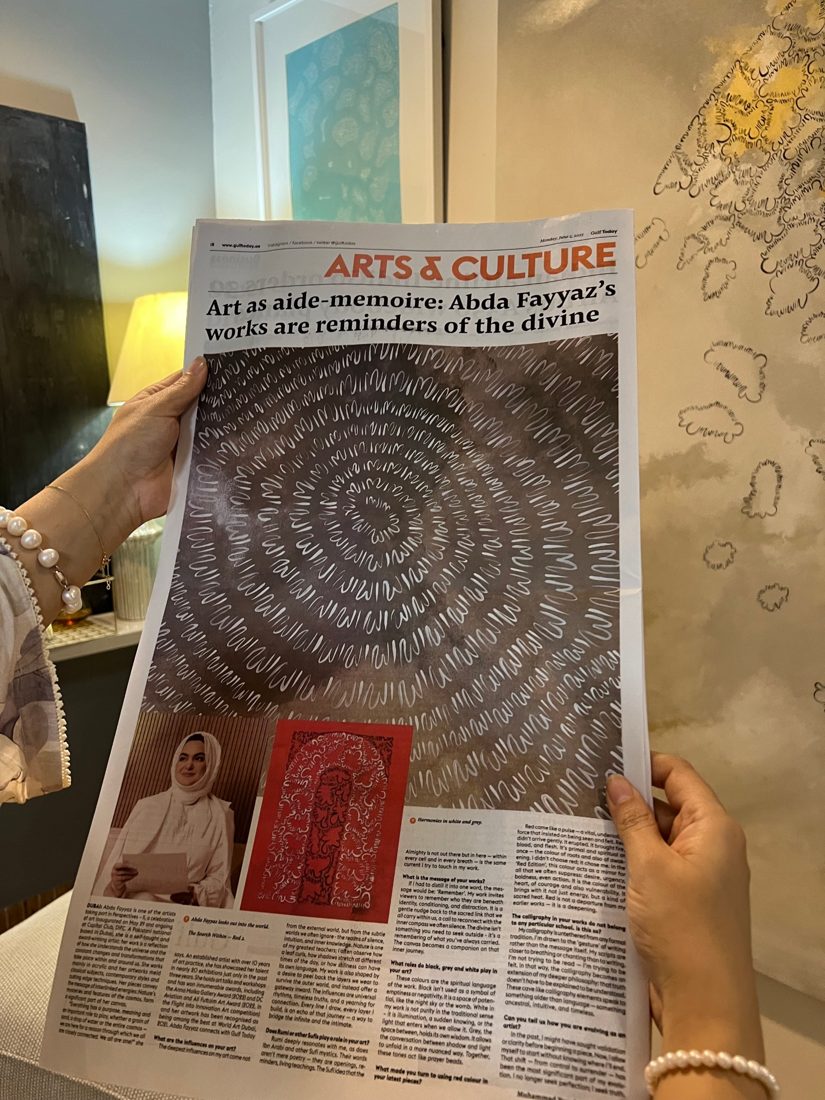 Gulf Today, 2 June 2025: the printed feature on Abda Fayyaz’s work